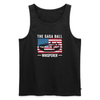 Gaga Ball Whisperer USA Flag - Men's Premium Organic Tank Top - black - Front - AI Model Male 178 light (178cm)