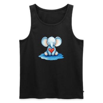 Blue Elephant Heart Friend - Men's Premium Organic Tank Top - black - Front - AI Model Male 178 light (178cm)