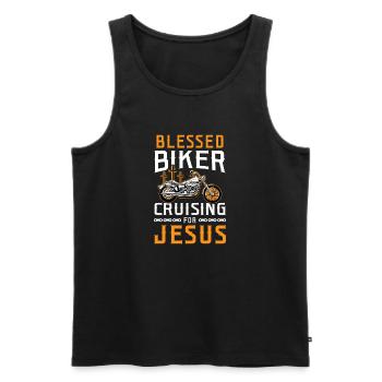 Favored Biker Cruising for Jesus Design - Men's Premium Organic Tank Top - charcoal grey - Front - Alexander (188cm)