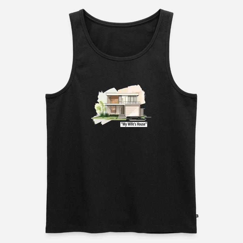 Ultramoderne Familienhausillustration - Männer Premium Bio Tank Top - Schwarz