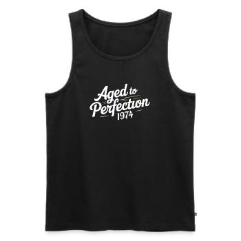 1974 Design for the 52 – For 52 years - Men's Premium Organic Tank Top - black - Front - AI Model Male 178 light (178cm)