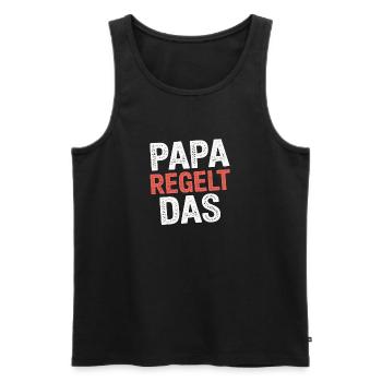 Papa règle le drôle de phrase « Père de famille » - Débardeur bio Premium Homme - noir - Devant - Michal (187cm)