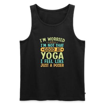 Yoga Juste un Poseur Yoga Drôle - Débardeur bio Premium Homme - noir - Devant - Michal (187cm)