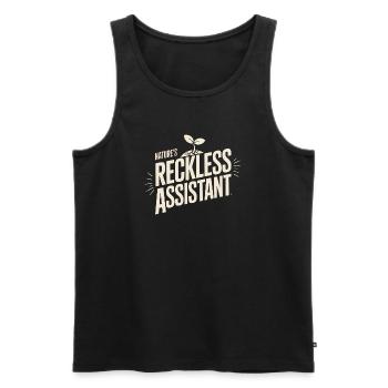 L’assistant imprudent de la nature - Débardeur bio Premium Homme - noir - Devant - AI Model Male 178 light (178cm)