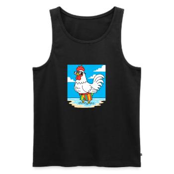 Poulet d’été sur la plage - Débardeur bio Premium Homme - noir - Devant - Michal (187cm)