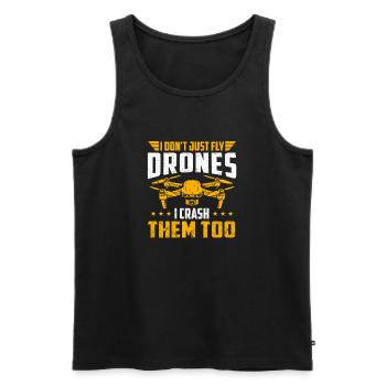 Je pilote des drones, je les écrase aussi. Humour - Débardeur bio Premium Homme - noir - Devant - AI Model Male 178 light (178cm)