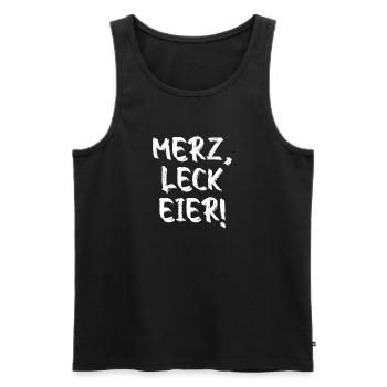 Merz Leck Eier – Lustiges Politisches Statement - Männer Premium Bio Tank Top - Schwarz - Vorne - AI Model Male 178 light (178cm)