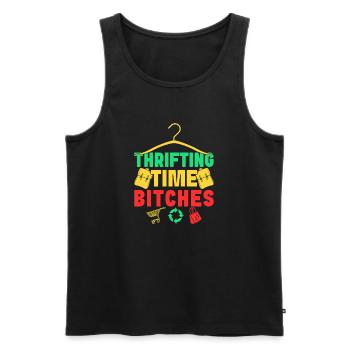 Thrift Shopper Thrifting Time Bitches Thrift Store - Men's Premium Organic Tank Top - black - Front - AI Model Male 178 light (178cm)