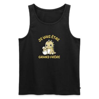 Enfant T-Shirt Dinosaure Grand Frère - Cadeau  - Débardeur bio Premium Homme - noir - Devant - Michal (187cm)