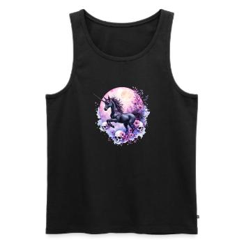 Lunar Unicorn with Skulls and Flowers - Men's Premium Organic Tank Top - black - Front - AI Model Male 178 light (178cm)