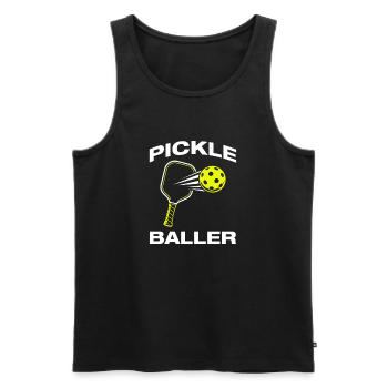 Pickle Baller lustiges Pickleball Spieler - Männer Premium Bio Tank Top - Schwarz - Vorne - Michal (187cm)