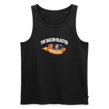 Bacon Blaster : design drôle de fusée Space Pig - Débardeur bio Premium Homme - noir - Devant - Michal (187cm)