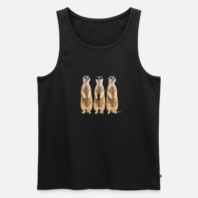 Lustiges Erdmänchen Security Team - Männer Premium Bio Tank Top - Schwarz