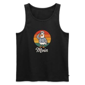 Moin Möwe Shirt Retro Nordsee - Männer Premium Bio Tank Top - Schwarz - Vorne - Michal (187cm)