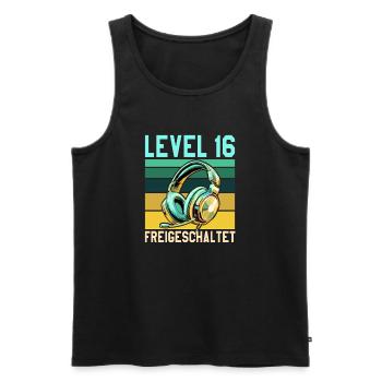 16. Geburtstag Junge Mädchen Gamer Level 16 Jahre - Männer Premium Bio Tank Top - Schwarz - Vorne - Michal (187cm)