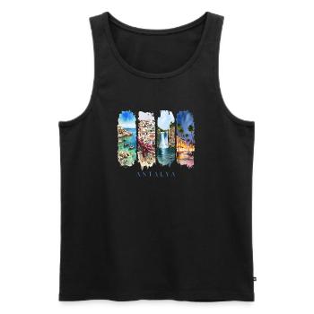 Antalya Design – Turkey Summer Holiday Motif - Men's Premium Organic Tank Top - black - Front - AI Model Male 178 light (178cm)