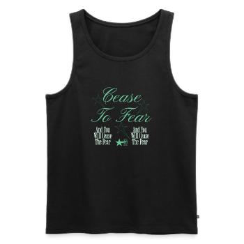 Angst Besiegen Spruch Design - Männer Premium Bio Tank Top - Schwarz - Vorne - AI Model Male 178 light (178cm)