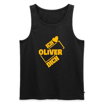 Dear Oliver, - Men's Premium Organic Tank Top - black - Front - Michal (187cm)