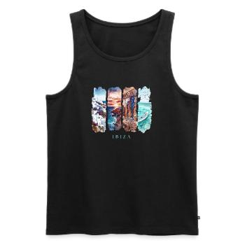 Voyage de vacances à Ibiza – Plage et fête des îles Baléares - Débardeur bio Premium Homme - noir - Devant - Michal (187cm)