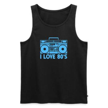 80er Boombox Statement - Männer Premium Bio Tank Top - Schwarz - Vorne - Michal (187cm)