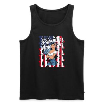 Proudly American im Retro-Look - Männer Premium Bio Tank Top - Schwarz - Vorne - Michal (187cm)