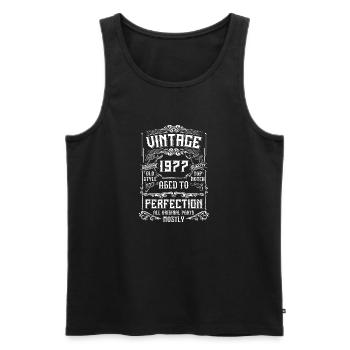 Aged to Perfection 1977 Vintage Label - Men's Premium Organic Tank Top - black - Front - AI Model Male 178 light (178cm)
