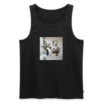 Geometrische Blüten Vasen - Modern Art - Männer Premium Bio Tank Top - Schwarz - Vorne - AI Model Male 178 light (178cm)