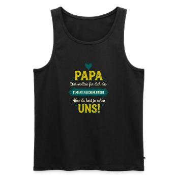 Papa Perfektes Geschenk Lustiger Spruch - Männer Premium Bio Tank Top - Schwarz - Vorne - Michal (187cm)