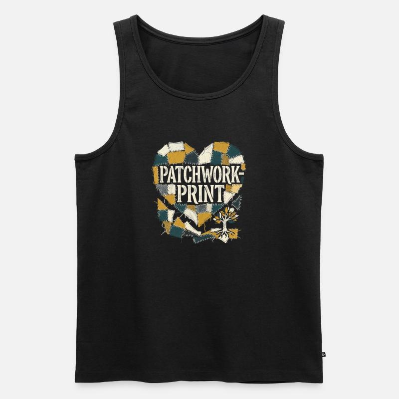 Patchwork Print - Männer Premium Bio Tank Top - Schwarz