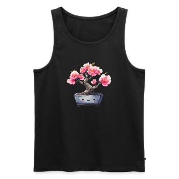 Kawaii Bonsai Blütenfreude - Männer Premium Bio Tank Top - Schwarz - Vorne - Michal (187cm)