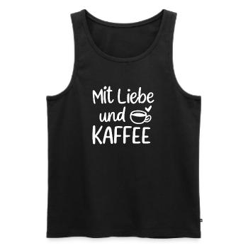 Mit Liebe und Kaffee Illustration Morgenmuffel - Männer Premium Bio Tank Top - Schwarz - Vorne - Michal (187cm)