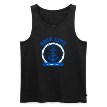 Ship Life Me A Choisi – Citation de Croisière & Marin - Débardeur bio Premium Homme - noir - Devant - Michal (187cm)