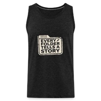 Jeder Ordner erzählt eine Geschichte - Männer Premium Bio Tank Top - Anthrazit - Vorne - Alexander (188cm)