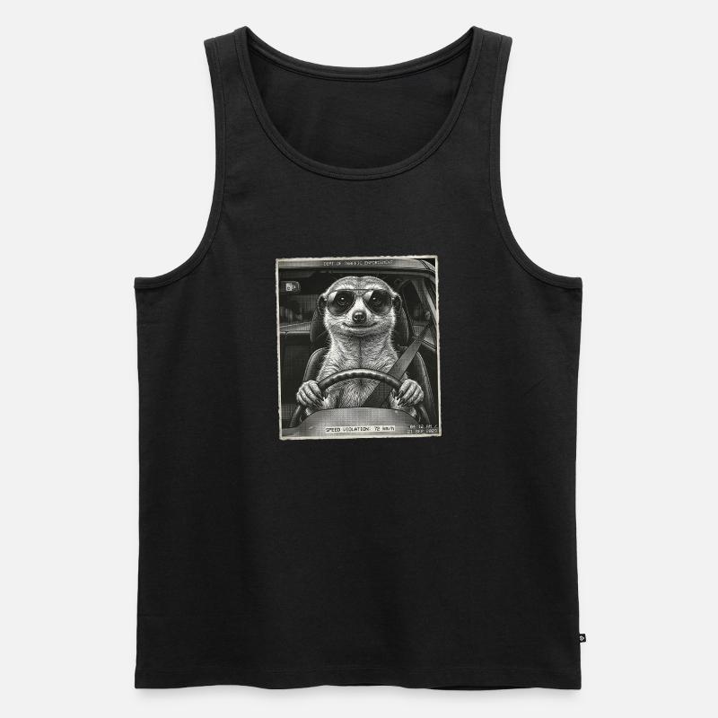 Erdmännchen Geblitzt - Männer Premium Bio Tank Top - Schwarz