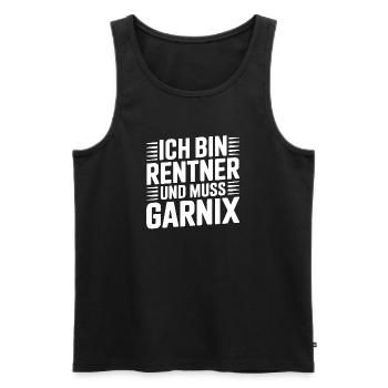 Ich bin Rentner und muss Garnix - Männer Premium Bio Tank Top - Schwarz - Vorne - AI Model Male 178 light (178cm)