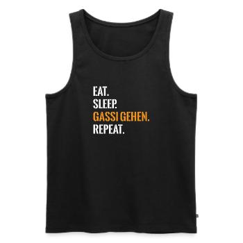 Hundefans Essen Schlafen Gassi Gehen Repeat - Männer Premium Bio Tank Top - Schwarz - Vorne - AI Model Male 178 light (178cm)