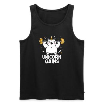 Bodybuilding Cat Unicorn for Fitness - Men's Premium Organic Tank Top - black - Front - Michal (187cm)
