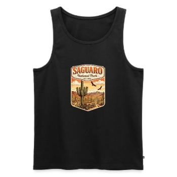 Saguaro National Park Emblem - Männer Premium Bio Tank Top - Schwarz - Vorne - AI Model Male 178 light (178cm)