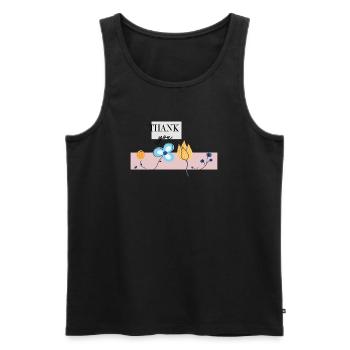 Thank you flower greeting - Men's Premium Organic Tank Top - black - Front - AI Model Male 178 light (178cm)