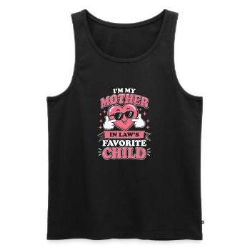 Schwiegermutter Lieblingskind Herz - Männer Premium Bio Tank Top - Schwarz - Vorne - Michal (187cm)