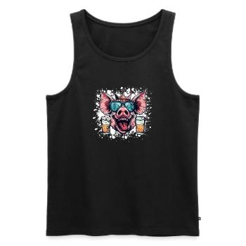 Pork Beer Funny - Men's Premium Organic Tank Top - black - Front - AI Model Male 178 light (178cm)
