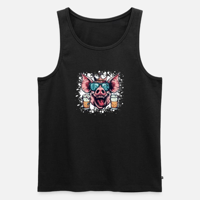 Schwein Bier Lustig - Männer Premium Bio Tank Top - Schwarz