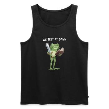 Dawn Quest Frog : Épée et Tome - Débardeur bio Premium Homme - noir - Devant - AI Model Male 178 light (178cm)