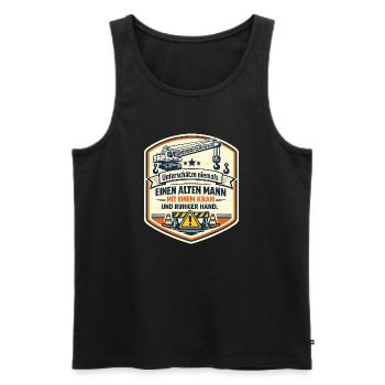Kranmeister Alter Mann Patch - Männer Premium Bio Tank Top - Schwarz - Vorne - Michal (187cm)
