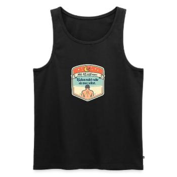 Rückenredet Spruch 40er Humor - Männer Premium Bio Tank Top - Schwarz - Vorne - Michal (187cm)