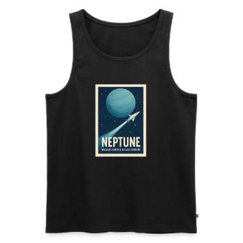 Neptun statt Erde | Retro Space Reise - Männer Premium Bio Tank Top - Schwarz - Vorne - AI Model Male 178 light (178cm)