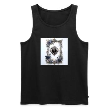 Zierherz im Blumenrahmen - Männer Premium Bio Tank Top - Schwarz - Vorne - AI Model Male 178 light (178cm)