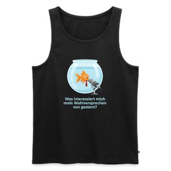 Politiker Goldfisch Wahlversprechen Amnesie Satire - Männer Premium Bio Tank Top - Schwarz - Vorne - Michal (187cm)