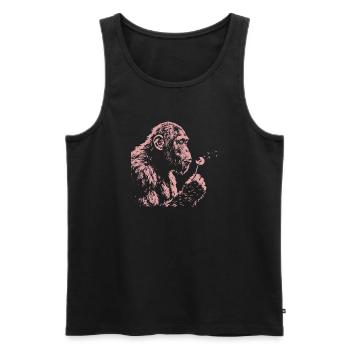 Chimpanzee Blowing Dandelion Art Monkey Nature - Men's Premium Organic Tank Top - black - Front - Michal (187cm)