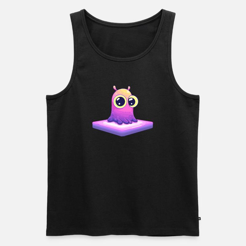 Kleiner Pixelfreund auf Plattform - Männer Premium Bio Tank Top - Schwarz